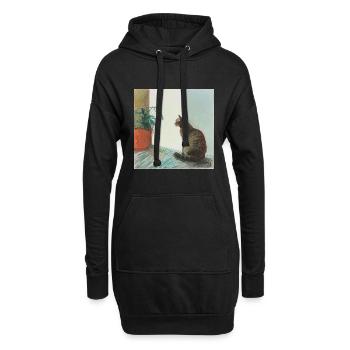 Katze, katzenmotiv, popart, geschenk, geschenkidee - Hoodie-Kleid - Schwarz - Vorne