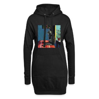 Katze, katzenmotiv, popart, geschenk, geschenkidee - Hoodie-Kleid - Schwarz - Vorne