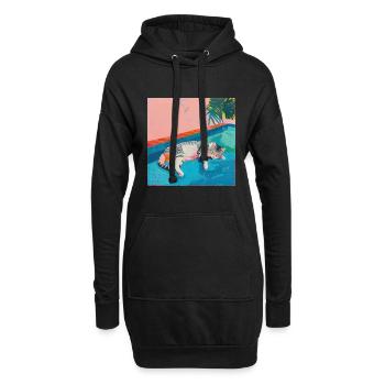 Katze, katzenmotiv, popart, geschenk, geschenkidee - Hoodie-Kleid - Schwarz - Vorne