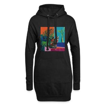 Katze, katzenmotiv, popart, geschenk, geschenkidee - Hoodie-Kleid - Schwarz - Vorne