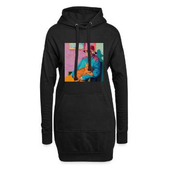 Katze, katzenmotiv, popart, geschenk, geschenkidee - Hoodie-Kleid - Schwarz - Vorne