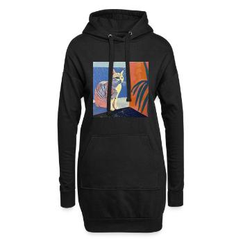 Katze, katzenmotiv, popart, geschenk, geschenkidee - Hoodie-Kleid - Schwarz - Vorne