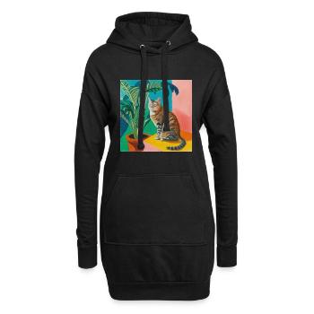 Katze, katzenmotiv, popart, geschenk, geschenkidee - Hoodie-Kleid - Schwarz - Vorne