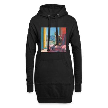 Katze, katzenmotiv, popart, geschenk, geschenkidee - Hoodie-Kleid - Schwarz - Vorne