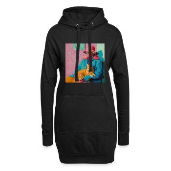 Katze, katzenmotiv, popart, geschenk, geschenkidee - Hoodie-Kleid - Schwarz - Vorne