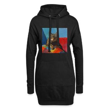 Katze, katzenmotiv, popart, geschenk, geschenkidee - Hoodie-Kleid - Schwarz - Vorne