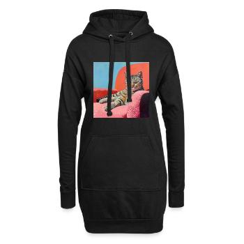 Katze, katzenmotiv, popart, geschenk, geschenkidee - Hoodie-Kleid - Schwarz - Vorne