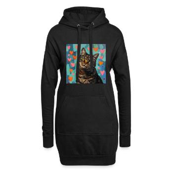 Katze, katzenmotiv, popart, geschenk, geschenkidee - Hoodie-Kleid - Schwarz - Vorne