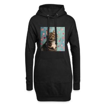 Katze, katzenmotiv, popart, geschenk, geschenkidee - Hoodie-Kleid - Schwarz - Vorne