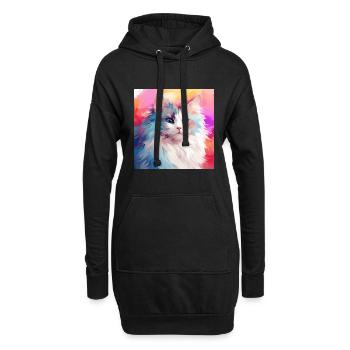 Katze, katzenmotiv, anime, geschenk, geschenkideen - Hoodie-Kleid - Schwarz - Vorne
