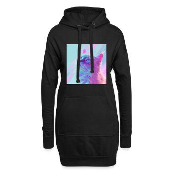 Katze, katzenmotiv, anime, geschenk, geschenkideen - Hoodie-Kleid - Schwarz - Vorne