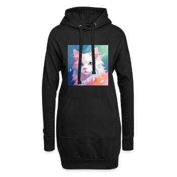 Katze, katzenmotiv, anime, geschenk, geschenkideen - Hoodie-Kleid - Schwarz - Vorne
