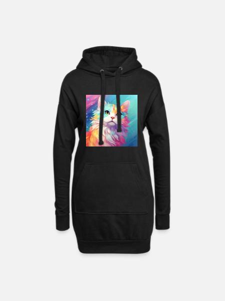 cat, cat motif, anime, gift, gift ideas - Hoodie Dress - black