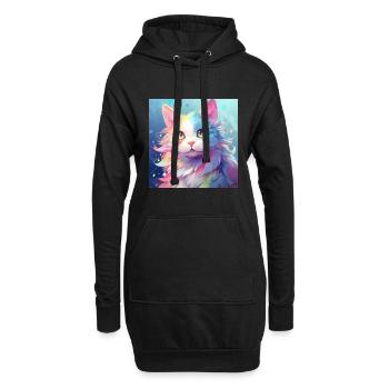 Katze, katzenmotiv, anime, geschenk, geschenkideen - Hoodie-Kleid - Schwarz - Vorne