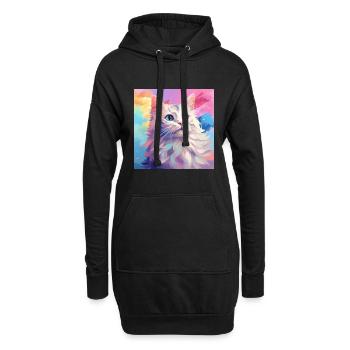 Katze, katzenmotiv, anime, geschenk, geschenkideen - Hoodie-Kleid - Schwarz - Vorne