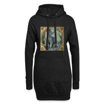 Katze, katzenmotiv, geschenk, geschenkideen katzen - Hoodie-Kleid - Schwarz - Vorne