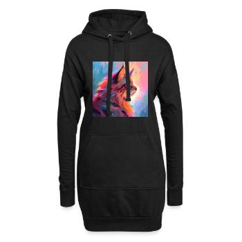 Katze, katzenmotiv, anime, geschenk, geschenkideen - Hoodie-Kleid - Schwarz - Vorne
