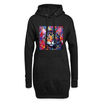 Katze, katzenmotiv, popart, geschenk, geschenkidee - Hoodie-Kleid - Schwarz - Vorne