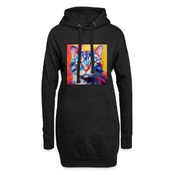 Katze, katzenmotiv, popart, geschenk, geschenkidee - Hoodie-Kleid - Schwarz - Vorne