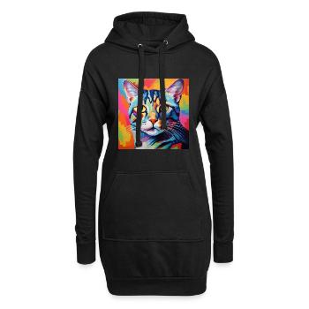 Katze, katzenmotiv, popart, geschenk, geschenkidee - Hoodie-Kleid - Schwarz - Vorne