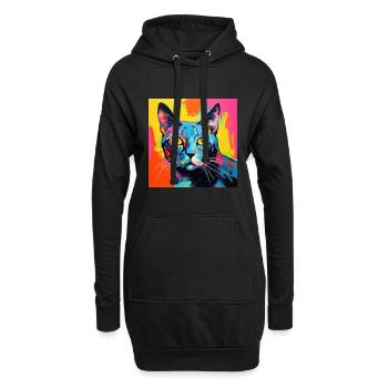 Katze, katzenmotiv, popart, geschenk, geschenkidee - Hoodie-Kleid - Schwarz - Vorne