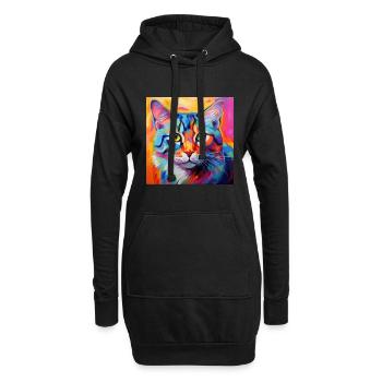 Katze, katzenmotiv, popart, geschenk, geschenkidee - Hoodie-Kleid - Schwarz - Vorne
