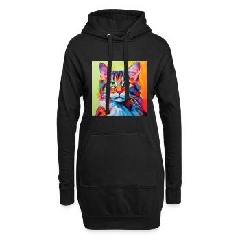 Katze, katzenmotiv, popart, geschenk, geschenkidee - Hoodie-Kleid - Schwarz - Vorne