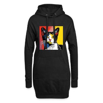 Katze, katzenmotiv, comic, geschenk, geschenkideen - Hoodie-Kleid - Schwarz - Vorne