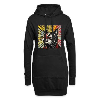 Chat, motif de chat, bande dessinée - Sweat-shirt à capuche long Femme - noir - Devant