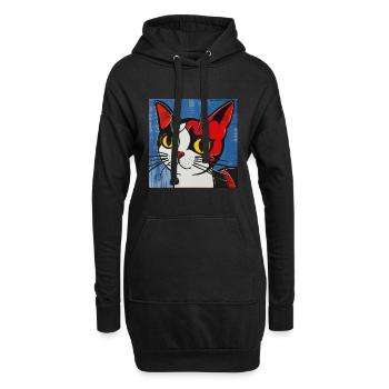 Chat, motif de chat, bande dessinée - Sweat-shirt à capuche long Femme - noir - Devant