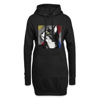 Chat, Motif De Chat - Sweat-shirt à capuche long Femme - noir - Devant