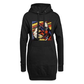 Chat, Motif De Chat - Sweat-shirt à capuche long Femme - noir - Devant