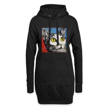 Katze, katzenmotiv - Hoodie-Kleid - Schwarz - Vorne