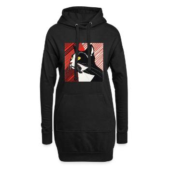 Chat, Motif De Chat - Sweat-shirt à capuche long Femme - noir - Devant