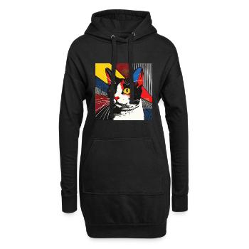Katze, katzenmotiv - Hoodie-Kleid - Schwarz - Vorne