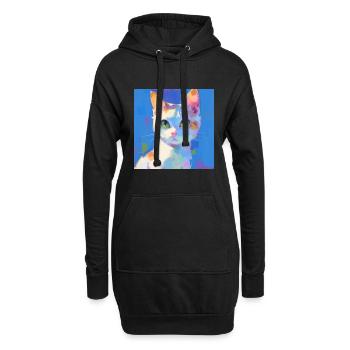 Katze, katzenmotiv - Hoodie-Kleid - Schwarz - Vorne