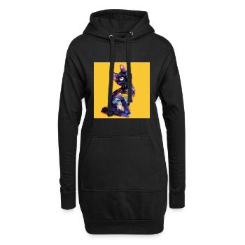 Katze, katzenmotiv - Hoodie-Kleid - Schwarz - Vorne