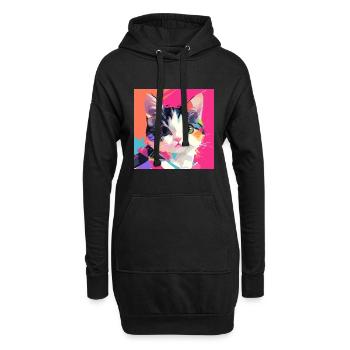 Katze, katzenmotiv - Hoodie-Kleid - Schwarz - Vorne