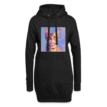 Katze, katzenmotiv - Hoodie-Kleid - Schwarz - Vorne