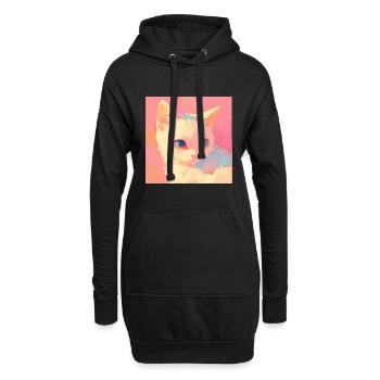 Chat, Motif De Chat - Sweat-shirt à capuche long Femme - noir - Devant
