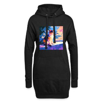 Katze, katzenmotiv - Hoodie-Kleid - Schwarz - Vorne