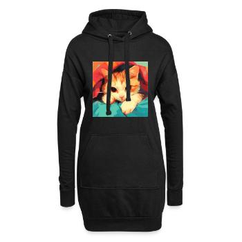 Katze, katzenmotiv - Hoodie-Kleid - Schwarz - Vorne