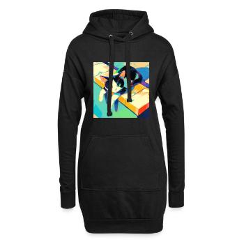 Katze, katzenmotiv - Hoodie-Kleid - Schwarz - Vorne