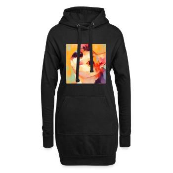 Chat, Motif De Chat - Sweat-shirt à capuche long Femme - noir - Devant