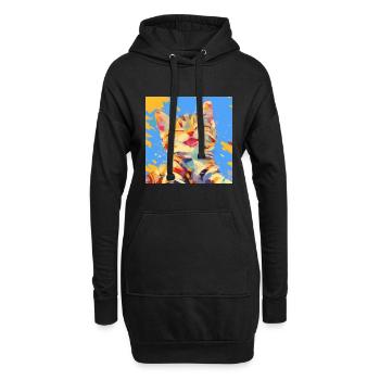 Chat, Motif De Chat - Sweat-shirt à capuche long Femme - noir - Devant