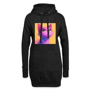 Katze, katzenmotiv - Hoodie-Kleid - Schwarz - Vorne