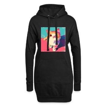 Chat, Motif De Chat - Sweat-shirt à capuche long Femme - noir - Devant
