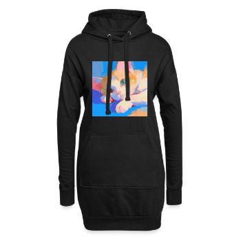 Chat, Motif De Chat - Sweat-shirt à capuche long Femme - noir - Devant