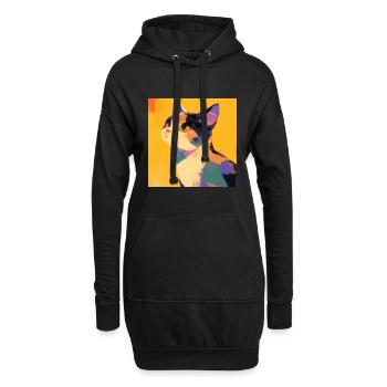 Chat, Motif De Chat - Sweat-shirt à capuche long Femme - noir - Devant