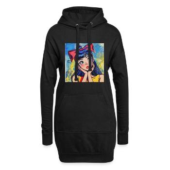 Anime, Fille, Rétro, Waifu, Japon, Années 60 - Sweat-shirt à capuche long Femme - noir - Devant